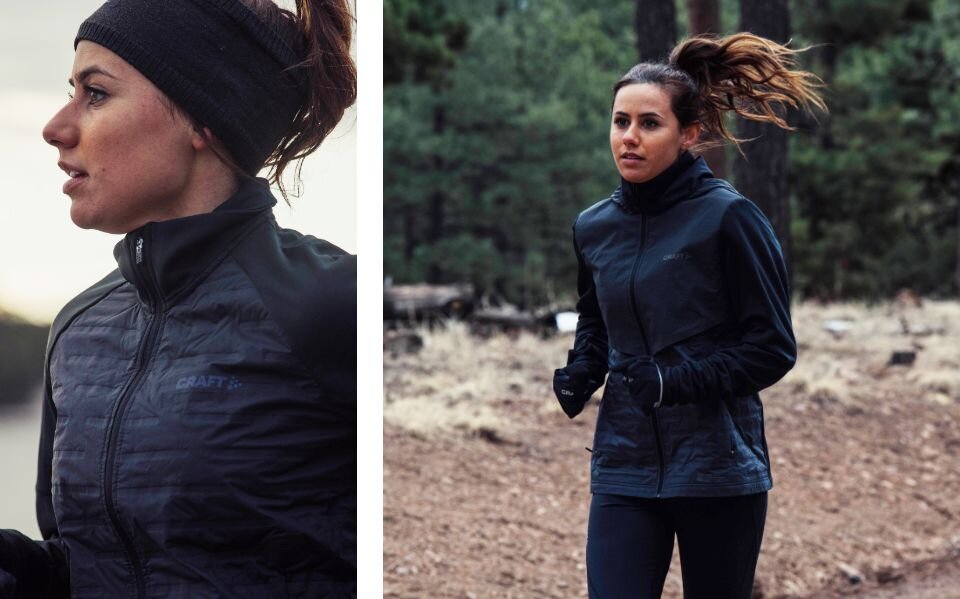 Vrouw doet aan hardlopen met koud weer